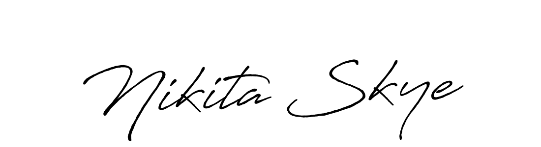 How to make Nikita Skye name signature. Use Antro_Vectra_Bolder style for creating short signs online. This is the latest handwritten sign. Nikita Skye signature style 7 images and pictures png