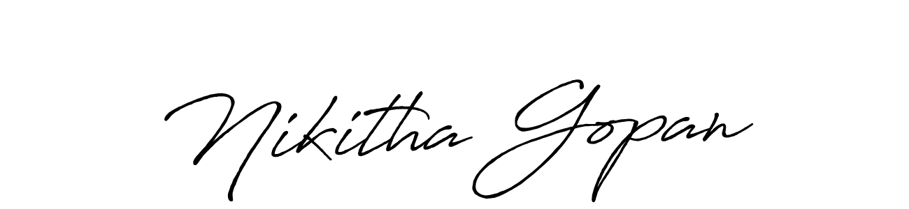 Also we have Nikitha Gopan name is the best signature style. Create professional handwritten signature collection using Antro_Vectra_Bolder autograph style. Nikitha Gopan signature style 7 images and pictures png