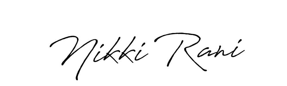 How to make Nikki Rani name signature. Use Antro_Vectra_Bolder style for creating short signs online. This is the latest handwritten sign. Nikki Rani signature style 7 images and pictures png