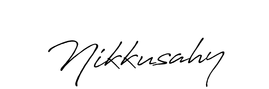 You should practise on your own different ways (Antro_Vectra_Bolder) to write your name (Nikkusahy) in signature. don't let someone else do it for you. Nikkusahy signature style 7 images and pictures png