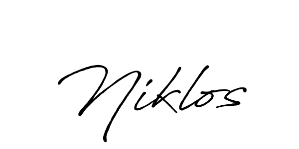 How to make Niklos name signature. Use Antro_Vectra_Bolder style for creating short signs online. This is the latest handwritten sign. Niklos signature style 7 images and pictures png
