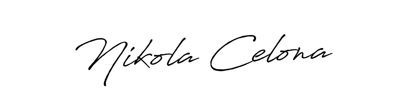 How to make Nikola Celona name signature. Use Antro_Vectra_Bolder style for creating short signs online. This is the latest handwritten sign. Nikola Celona signature style 7 images and pictures png