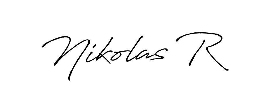 Nikolas R stylish signature style. Best Handwritten Sign (Antro_Vectra_Bolder) for my name. Handwritten Signature Collection Ideas for my name Nikolas R. Nikolas R signature style 7 images and pictures png