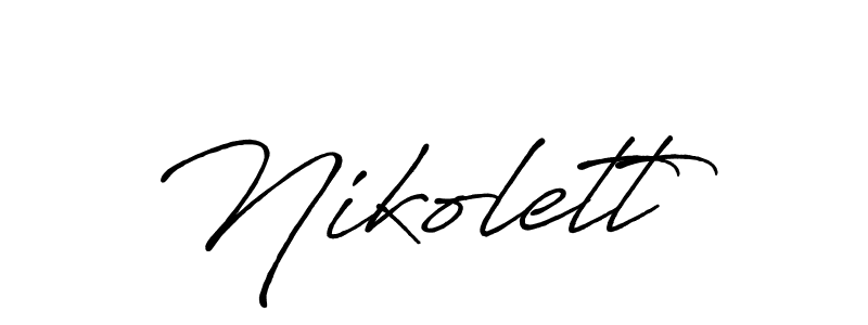 Make a beautiful signature design for name Nikolett. With this signature (Antro_Vectra_Bolder) style, you can create a handwritten signature for free. Nikolett signature style 7 images and pictures png