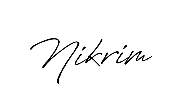 How to make Nikrim name signature. Use Antro_Vectra_Bolder style for creating short signs online. This is the latest handwritten sign. Nikrim signature style 7 images and pictures png