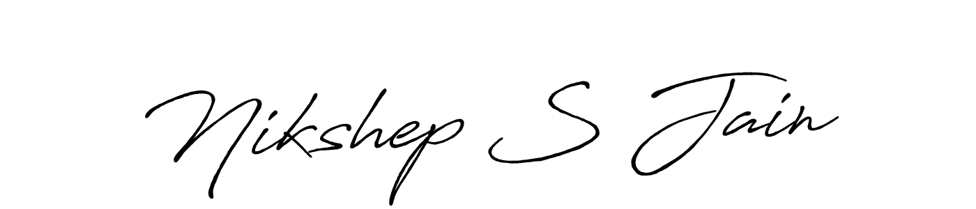 The best way (Antro_Vectra_Bolder) to make a short signature is to pick only two or three words in your name. The name Nikshep S Jain include a total of six letters. For converting this name. Nikshep S Jain signature style 7 images and pictures png