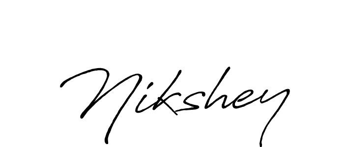 How to make Nikshey name signature. Use Antro_Vectra_Bolder style for creating short signs online. This is the latest handwritten sign. Nikshey signature style 7 images and pictures png