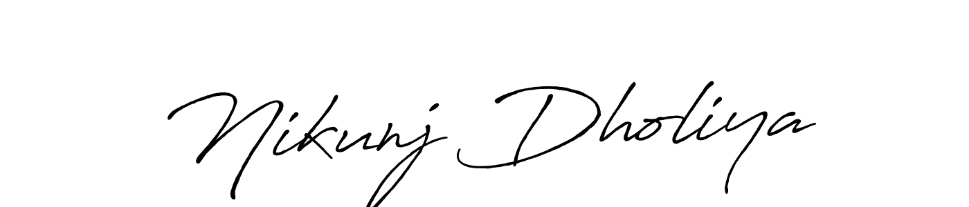 Use a signature maker to create a handwritten signature online. With this signature software, you can design (Antro_Vectra_Bolder) your own signature for name Nikunj Dholiya. Nikunj Dholiya signature style 7 images and pictures png