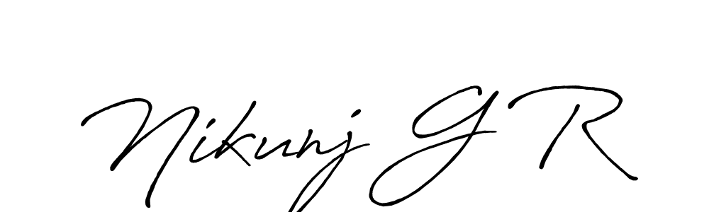 How to make Nikunj G R name signature. Use Antro_Vectra_Bolder style for creating short signs online. This is the latest handwritten sign. Nikunj G R signature style 7 images and pictures png