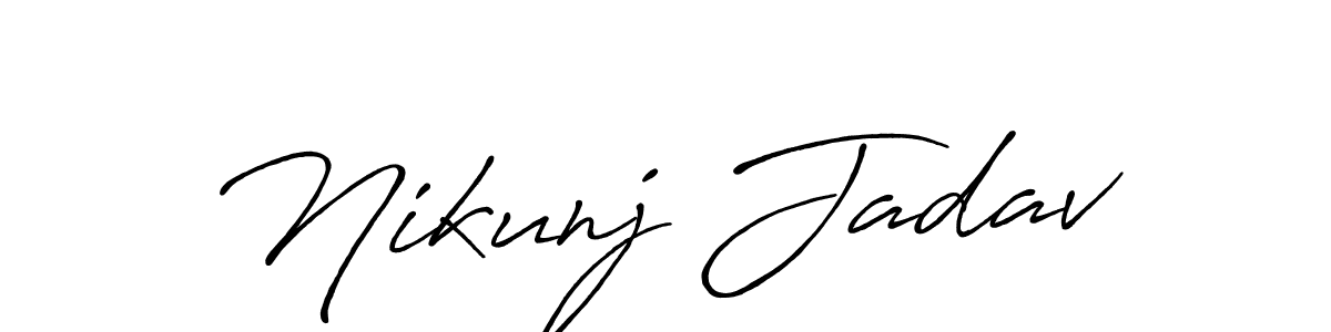 Make a beautiful signature design for name Nikunj Jadav. With this signature (Antro_Vectra_Bolder) style, you can create a handwritten signature for free. Nikunj Jadav signature style 7 images and pictures png