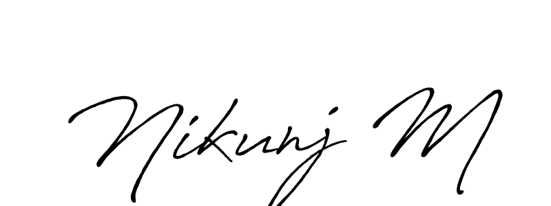 You should practise on your own different ways (Antro_Vectra_Bolder) to write your name (Nikunj M) in signature. don't let someone else do it for you. Nikunj M signature style 7 images and pictures png