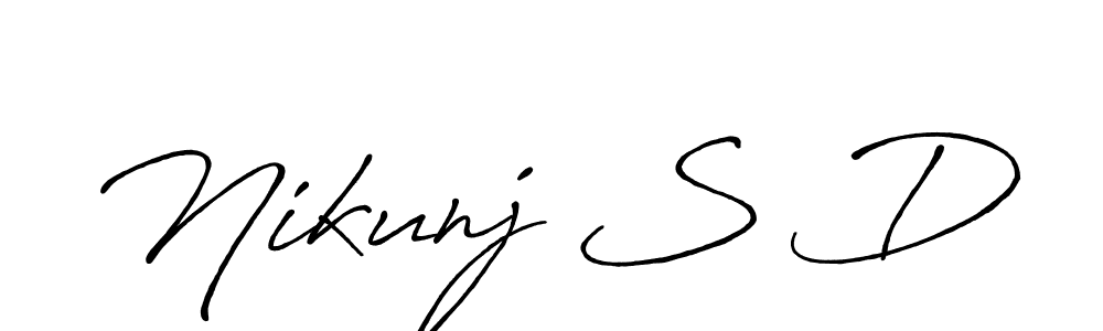 How to make Nikunj S D name signature. Use Antro_Vectra_Bolder style for creating short signs online. This is the latest handwritten sign. Nikunj S D signature style 7 images and pictures png