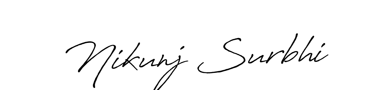 Use a signature maker to create a handwritten signature online. With this signature software, you can design (Antro_Vectra_Bolder) your own signature for name Nikunj Surbhi. Nikunj Surbhi signature style 7 images and pictures png