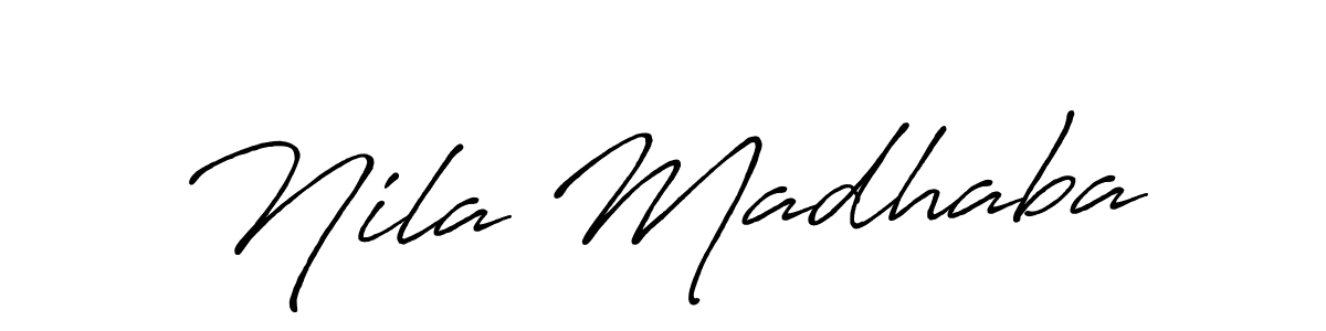 Similarly Antro_Vectra_Bolder is the best handwritten signature design. Signature creator online .You can use it as an online autograph creator for name Nila Madhaba. Nila Madhaba signature style 7 images and pictures png