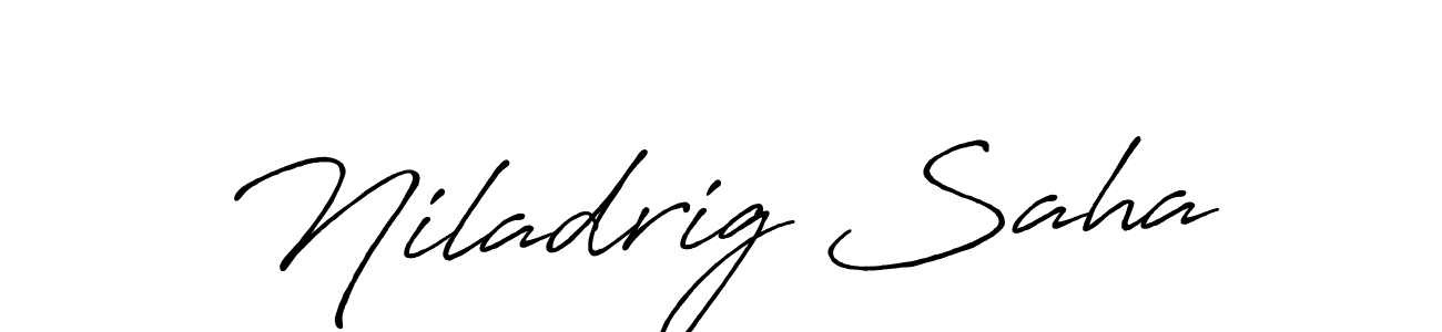 Make a beautiful signature design for name Niladrig Saha. With this signature (Antro_Vectra_Bolder) style, you can create a handwritten signature for free. Niladrig Saha signature style 7 images and pictures png