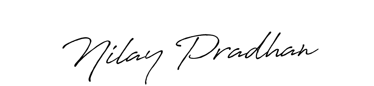 Create a beautiful signature design for name Nilay Pradhan. With this signature (Antro_Vectra_Bolder) fonts, you can make a handwritten signature for free. Nilay Pradhan signature style 7 images and pictures png