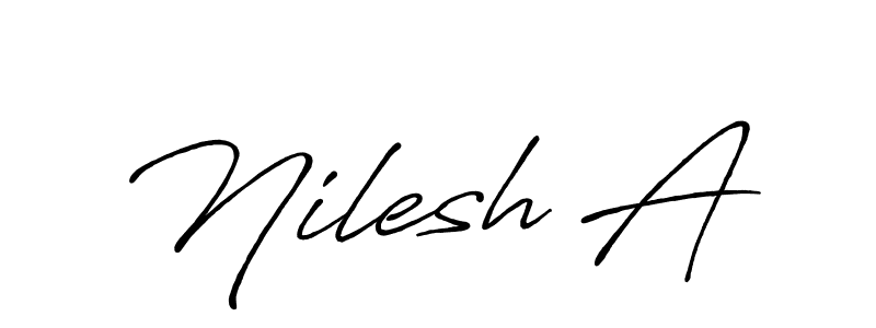 Nilesh A stylish signature style. Best Handwritten Sign (Antro_Vectra_Bolder) for my name. Handwritten Signature Collection Ideas for my name Nilesh A. Nilesh A signature style 7 images and pictures png