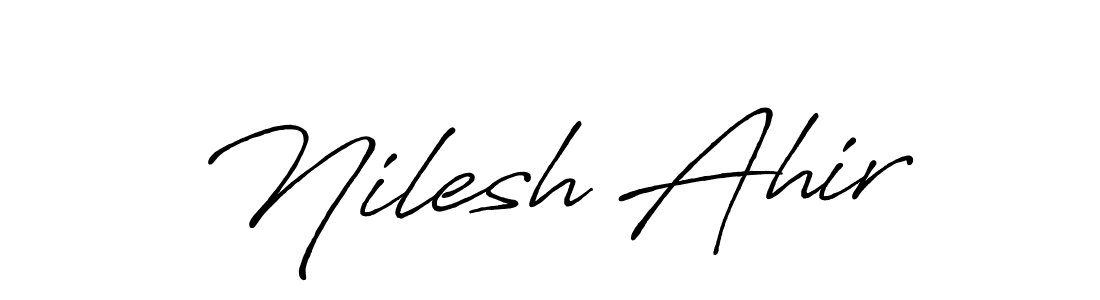 Similarly Antro_Vectra_Bolder is the best handwritten signature design. Signature creator online .You can use it as an online autograph creator for name Nilesh Ahir. Nilesh Ahir signature style 7 images and pictures png