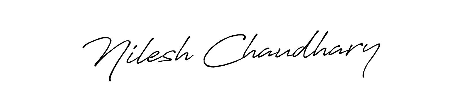 How to make Nilesh Chaudhary name signature. Use Antro_Vectra_Bolder style for creating short signs online. This is the latest handwritten sign. Nilesh Chaudhary signature style 7 images and pictures png