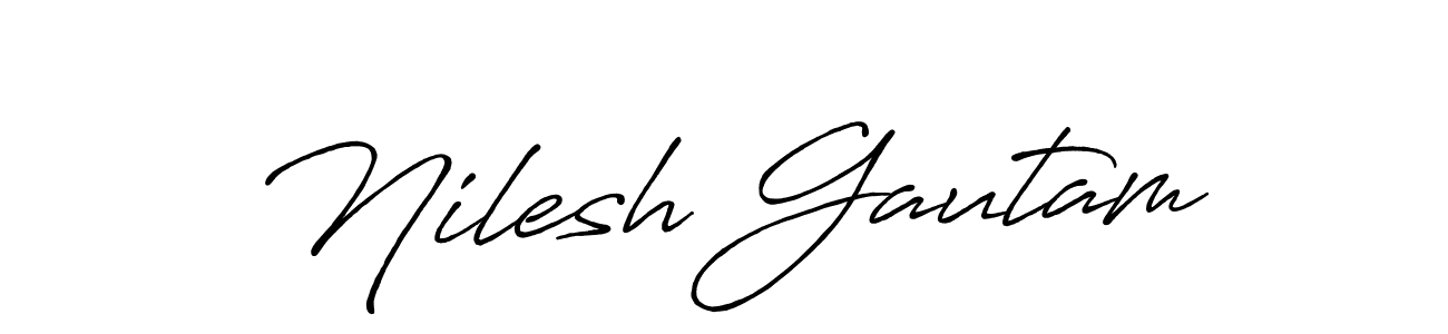 Create a beautiful signature design for name Nilesh Gautam. With this signature (Antro_Vectra_Bolder) fonts, you can make a handwritten signature for free. Nilesh Gautam signature style 7 images and pictures png