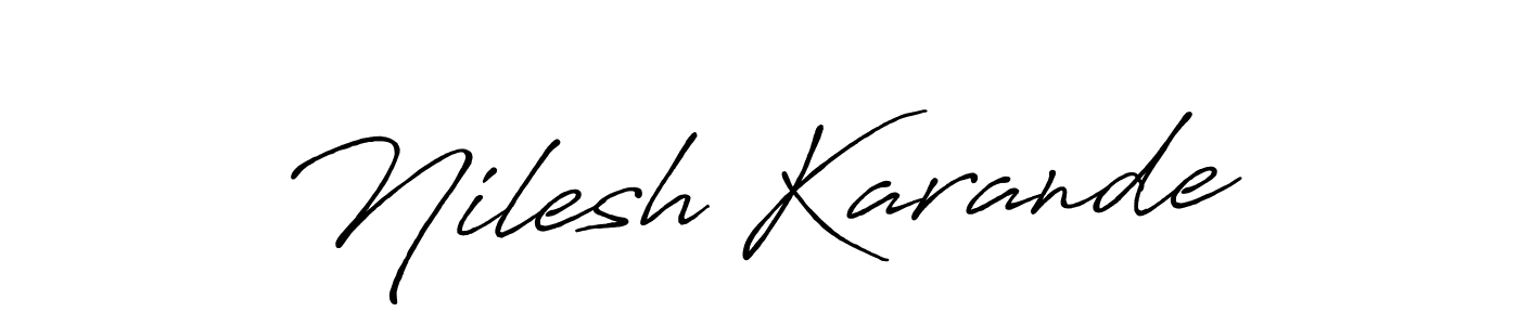 The best way (Antro_Vectra_Bolder) to make a short signature is to pick only two or three words in your name. The name Nilesh Karande include a total of six letters. For converting this name. Nilesh Karande signature style 7 images and pictures png
