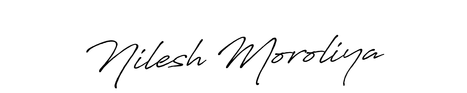 Nilesh Moroliya stylish signature style. Best Handwritten Sign (Antro_Vectra_Bolder) for my name. Handwritten Signature Collection Ideas for my name Nilesh Moroliya. Nilesh Moroliya signature style 7 images and pictures png