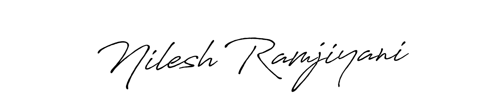 How to make Nilesh Ramjiyani name signature. Use Antro_Vectra_Bolder style for creating short signs online. This is the latest handwritten sign. Nilesh Ramjiyani signature style 7 images and pictures png