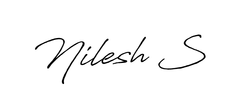 Create a beautiful signature design for name Nilesh S. With this signature (Antro_Vectra_Bolder) fonts, you can make a handwritten signature for free. Nilesh S signature style 7 images and pictures png