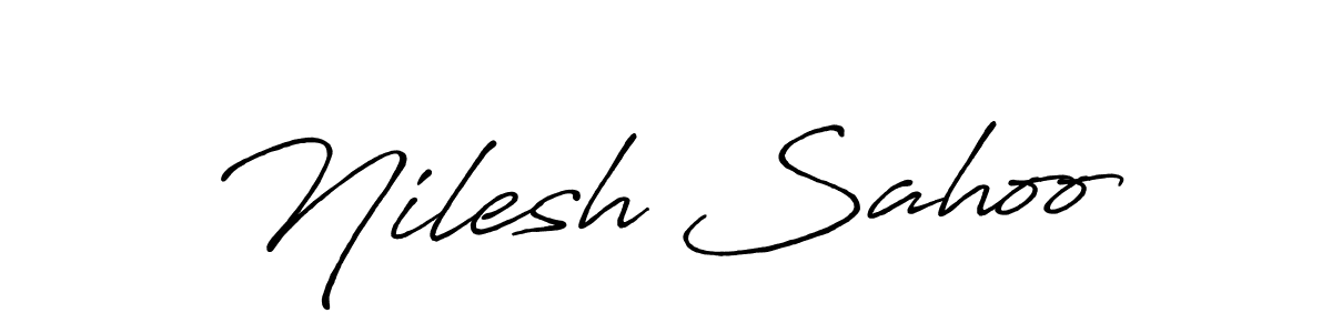 How to make Nilesh Sahoo name signature. Use Antro_Vectra_Bolder style for creating short signs online. This is the latest handwritten sign. Nilesh Sahoo signature style 7 images and pictures png