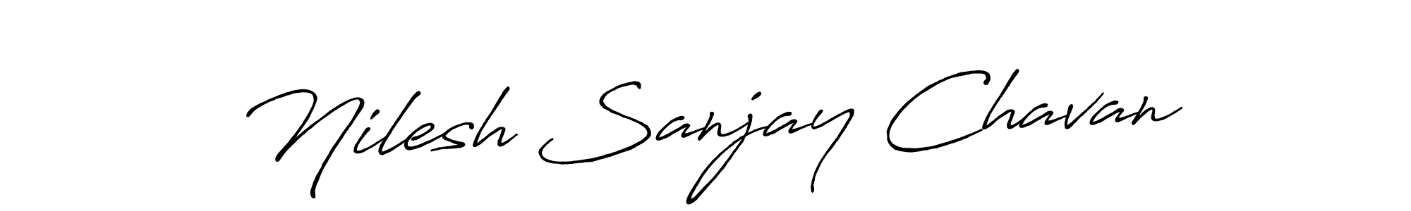 How to make Nilesh Sanjay Chavan name signature. Use Antro_Vectra_Bolder style for creating short signs online. This is the latest handwritten sign. Nilesh Sanjay Chavan signature style 7 images and pictures png