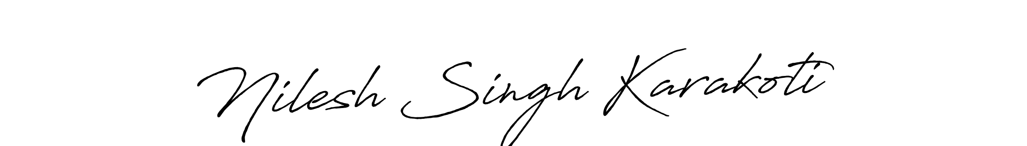 Create a beautiful signature design for name Nilesh Singh Karakoti. With this signature (Antro_Vectra_Bolder) fonts, you can make a handwritten signature for free. Nilesh Singh Karakoti signature style 7 images and pictures png