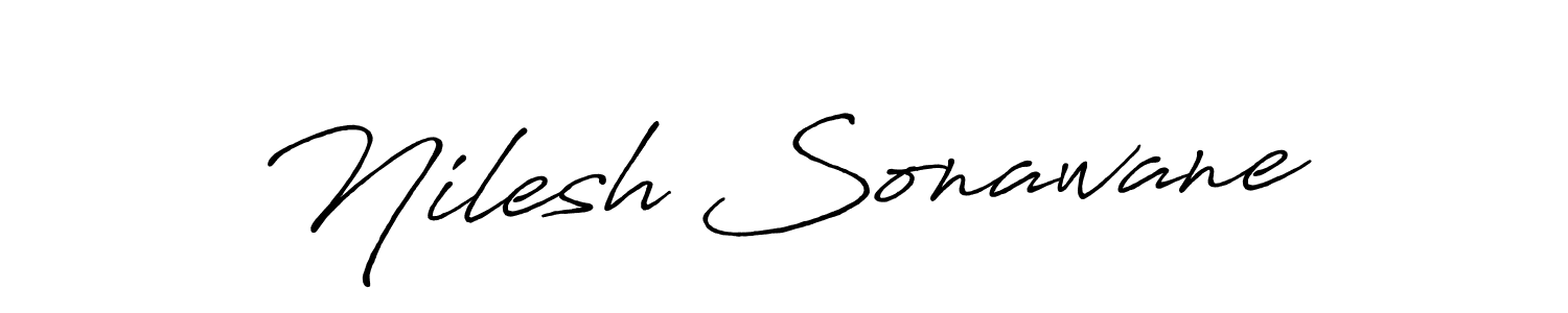 How to make Nilesh Sonawane name signature. Use Antro_Vectra_Bolder style for creating short signs online. This is the latest handwritten sign. Nilesh Sonawane signature style 7 images and pictures png