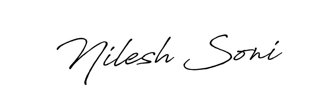 Make a beautiful signature design for name Nilesh Soni. With this signature (Antro_Vectra_Bolder) style, you can create a handwritten signature for free. Nilesh Soni signature style 7 images and pictures png