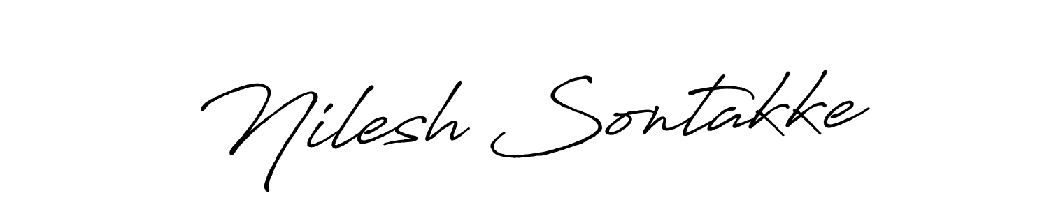 How to make Nilesh Sontakke name signature. Use Antro_Vectra_Bolder style for creating short signs online. This is the latest handwritten sign. Nilesh Sontakke signature style 7 images and pictures png