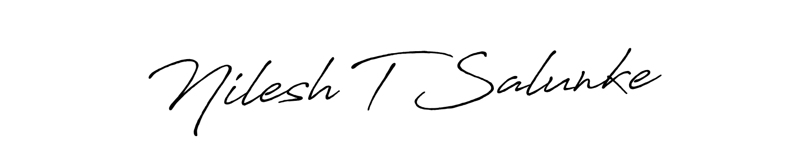How to make Nilesh T Salunke name signature. Use Antro_Vectra_Bolder style for creating short signs online. This is the latest handwritten sign. Nilesh T Salunke signature style 7 images and pictures png