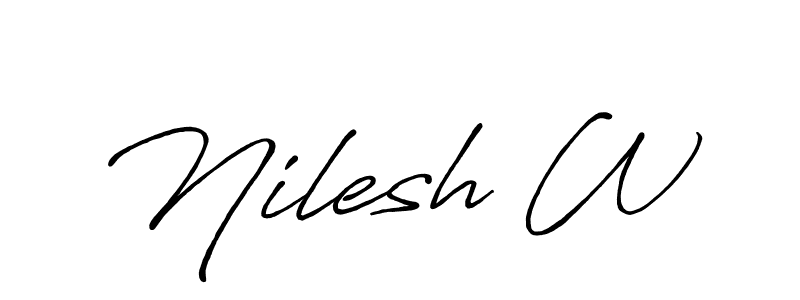 How to Draw Nilesh W signature style? Antro_Vectra_Bolder is a latest design signature styles for name Nilesh W. Nilesh W signature style 7 images and pictures png