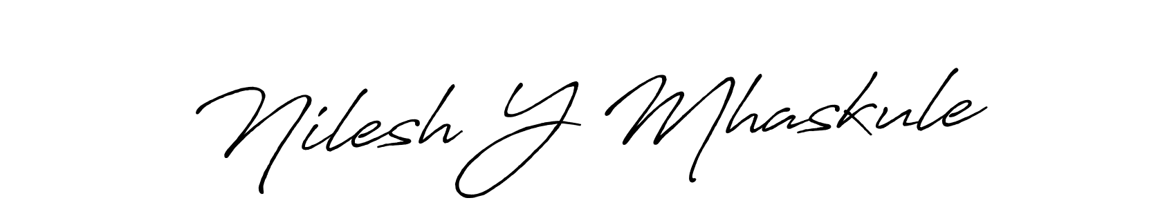 Nilesh Y Mhaskule stylish signature style. Best Handwritten Sign (Antro_Vectra_Bolder) for my name. Handwritten Signature Collection Ideas for my name Nilesh Y Mhaskule. Nilesh Y Mhaskule signature style 7 images and pictures png