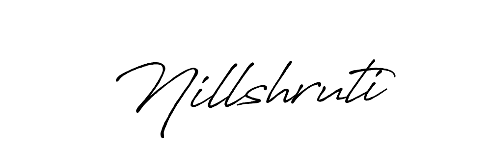 The best way (Antro_Vectra_Bolder) to make a short signature is to pick only two or three words in your name. The name Nillshruti include a total of six letters. For converting this name. Nillshruti signature style 7 images and pictures png