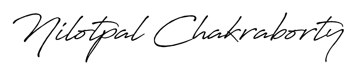 A stylish, flowing autograph style designed for name Nilotpal Chakraborty using Antro_Vectra_Bolder typography. Perfect for digital creative projects. Nilotpal Chakraborty signature style 7 images and pictures png