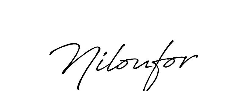 Make a beautiful signature design for name Niloufor. With this signature (Antro_Vectra_Bolder) style, you can create a handwritten signature for free. Niloufor signature style 7 images and pictures png