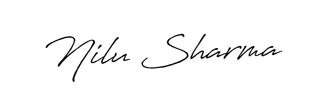 if you are searching for the best signature style for your name Nilu Sharma. so please give up your signature search. here we have designed multiple signature styles  using Antro_Vectra_Bolder. Nilu Sharma signature style 7 images and pictures png