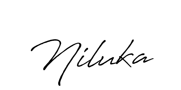 Use a signature maker to create a handwritten signature online. With this signature software, you can design (Antro_Vectra_Bolder) your own signature for name Niluka. Niluka signature style 7 images and pictures png