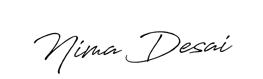 Use a signature maker to create a handwritten signature online. With this signature software, you can design (Antro_Vectra_Bolder) your own signature for name Nima Desai. Nima Desai signature style 7 images and pictures png