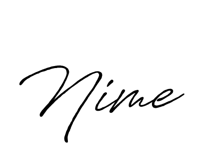 Use a signature maker to create a handwritten signature online. With this signature software, you can design (Antro_Vectra_Bolder) your own signature for name Nime. Nime signature style 7 images and pictures png