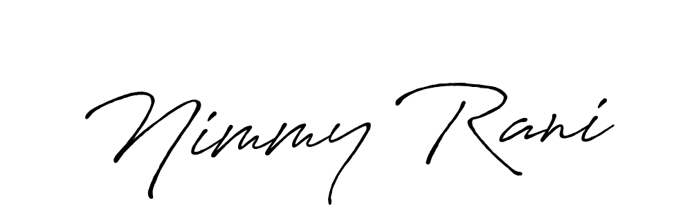 How to make Nimmy Rani name signature. Use Antro_Vectra_Bolder style for creating short signs online. This is the latest handwritten sign. Nimmy Rani signature style 7 images and pictures png