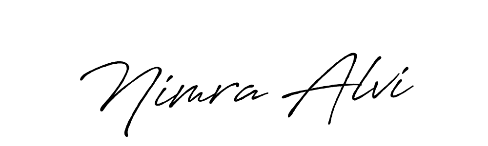 How to make Nimra Alvi name signature. Use Antro_Vectra_Bolder style for creating short signs online. This is the latest handwritten sign. Nimra Alvi signature style 7 images and pictures png