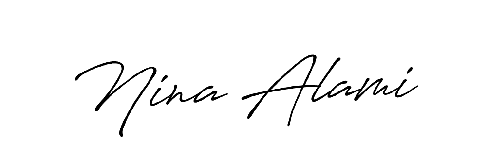 The best way (Antro_Vectra_Bolder) to make a short signature is to pick only two or three words in your name. The name Nina Alami include a total of six letters. For converting this name. Nina Alami signature style 7 images and pictures png