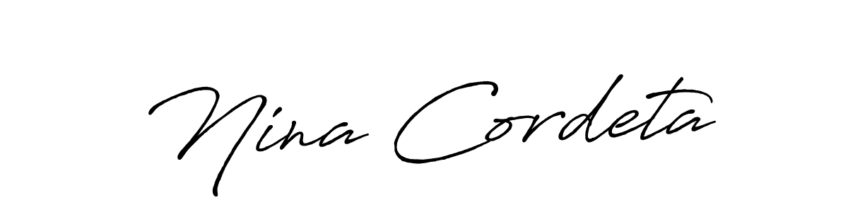 Make a beautiful signature design for name Nina Cordeta. With this signature (Antro_Vectra_Bolder) style, you can create a handwritten signature for free. Nina Cordeta signature style 7 images and pictures png