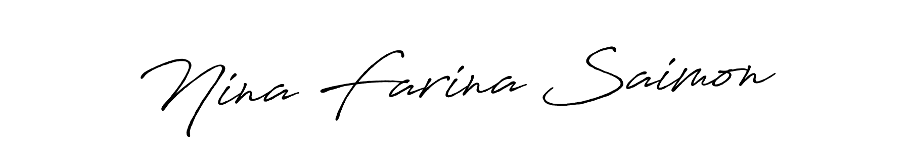 You can use this online signature creator to create a handwritten signature for the name Nina Farina Saimon. This is the best online autograph maker. Nina Farina Saimon signature style 7 images and pictures png
