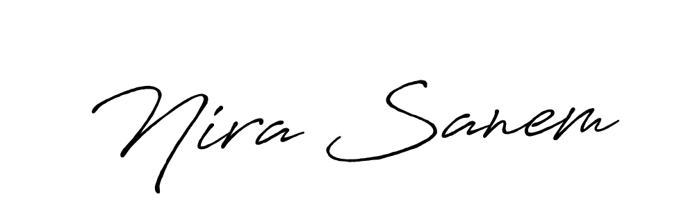 How to make Nira Sanem name signature. Use Antro_Vectra_Bolder style for creating short signs online. This is the latest handwritten sign. Nira Sanem signature style 7 images and pictures png
